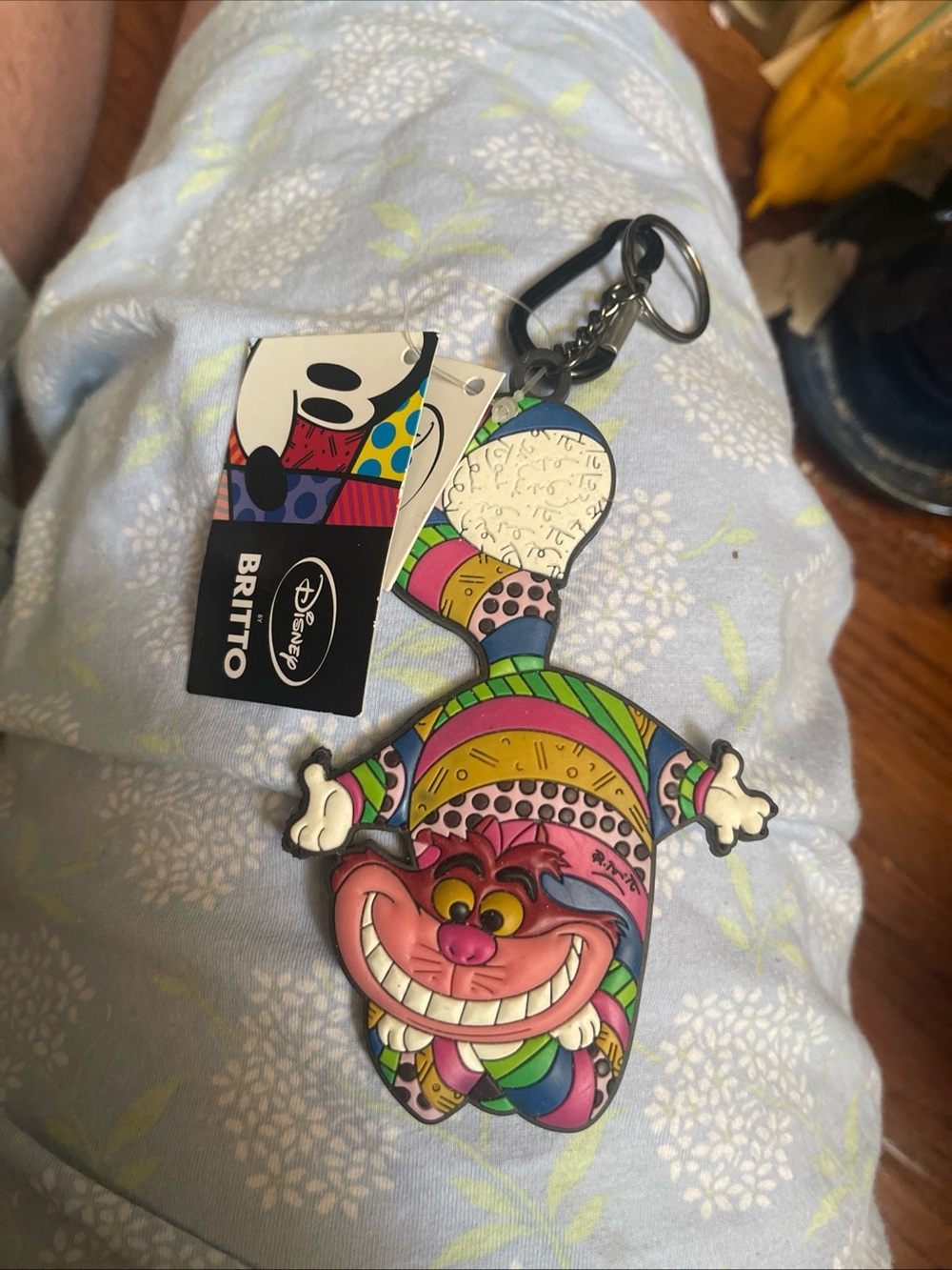 Disney Britto Cheshire Cat Keychain - Pink, Yellow, Green, Blue